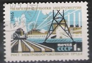 z vendido Rusia URSS 1965 Scott 3078 Sello * Energia Electrica Timbre Russie énergie électrique Industrie de la construction Preobliterè Russia matasello de favor preobliterado  